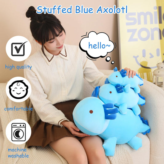 SQEQE weighted axolotl blue plush fabric close-up highlights soft material