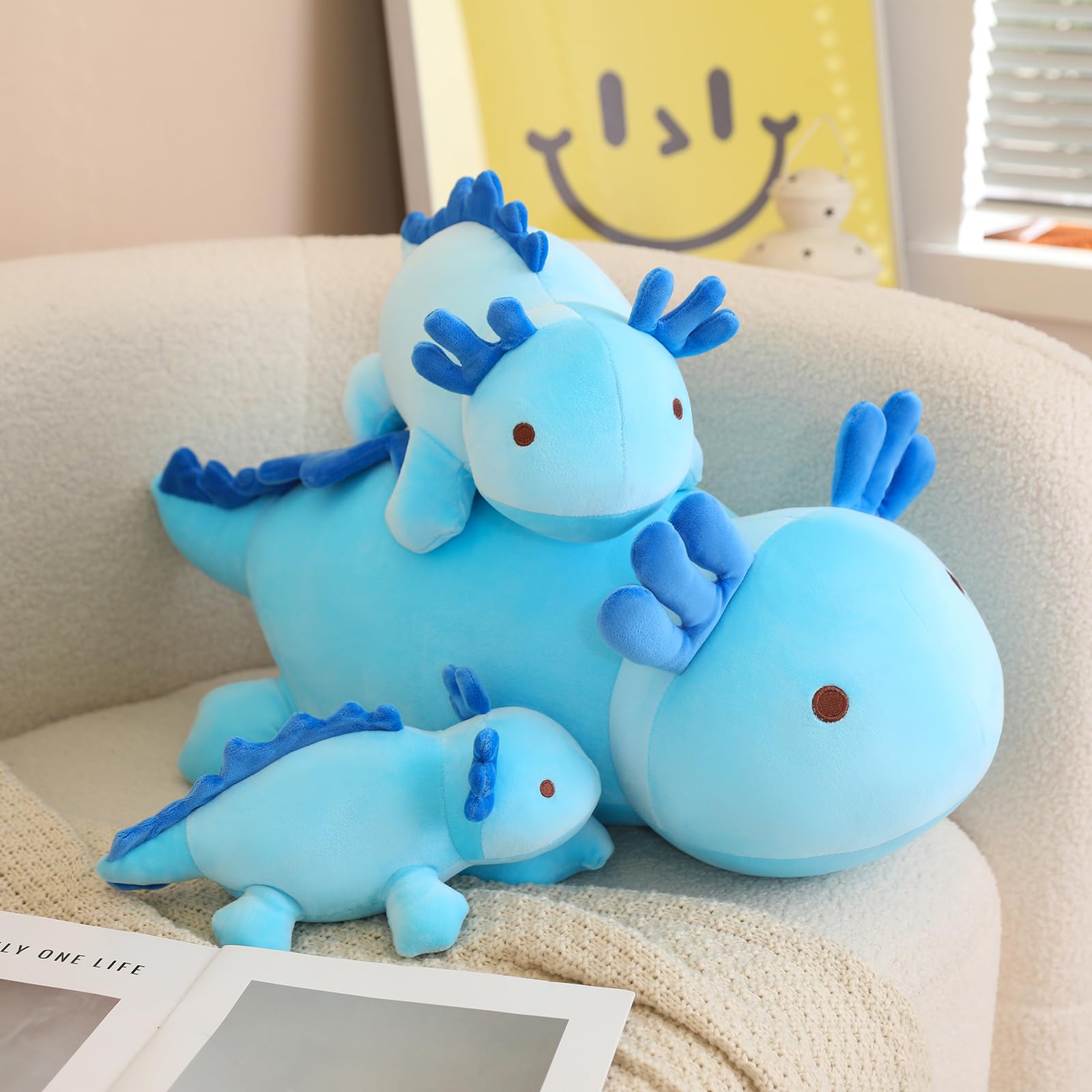 SQEQE weighted axolotl blue 13.8-inch plush cuddle partner for kids