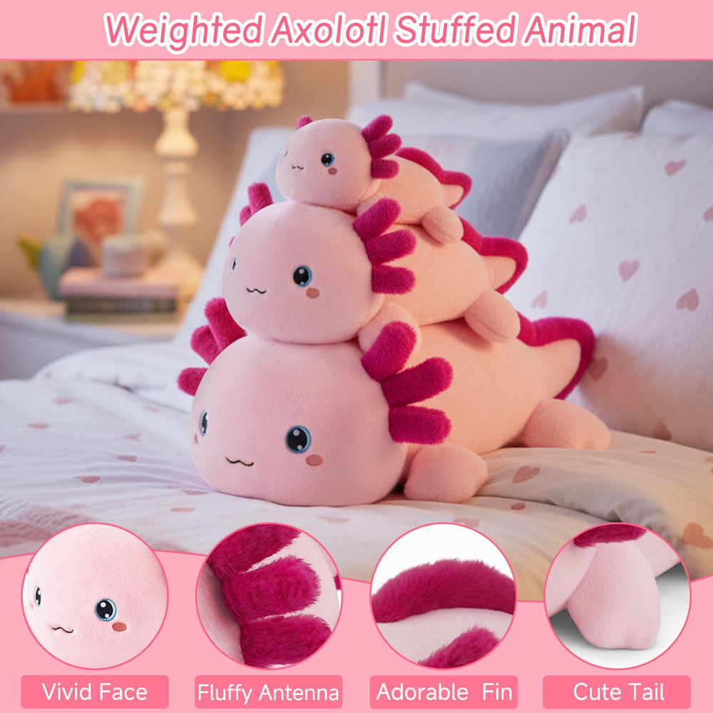 SQEQE weighted axolotl side view highlighting cozy design for desk companionship