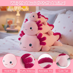 SQEQE weighted axolotl side view highlights frilly gills and playful charm.
