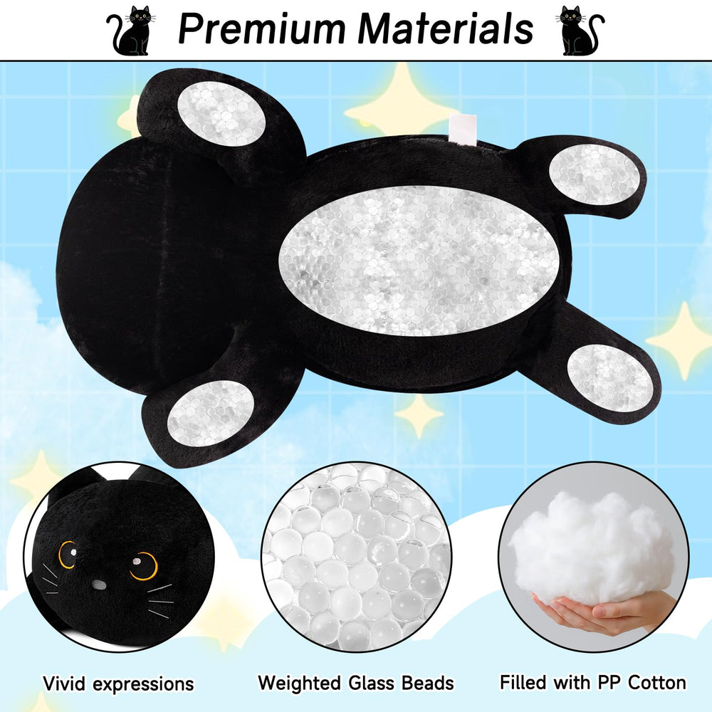 SQEQE weighted black cat plush 60 cm size for versatile cuddle.
