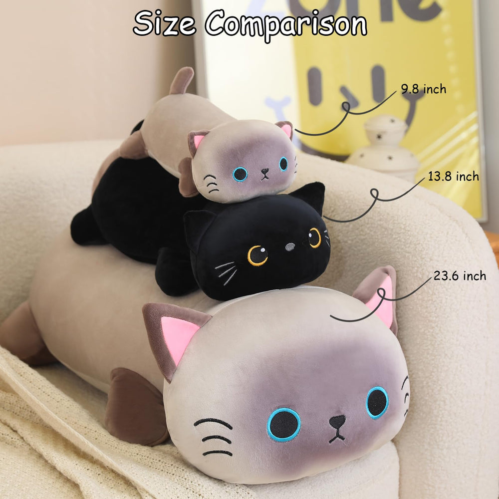 SQEQE weighted black cat plush bed-time companion supports calm evenings.
