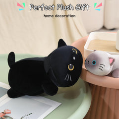 SQEQE weighted black cat plush car travel ally for on-the-go comfort.