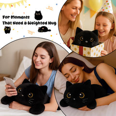 SQEQE weighted black cat plush on desk as stylish desk companion