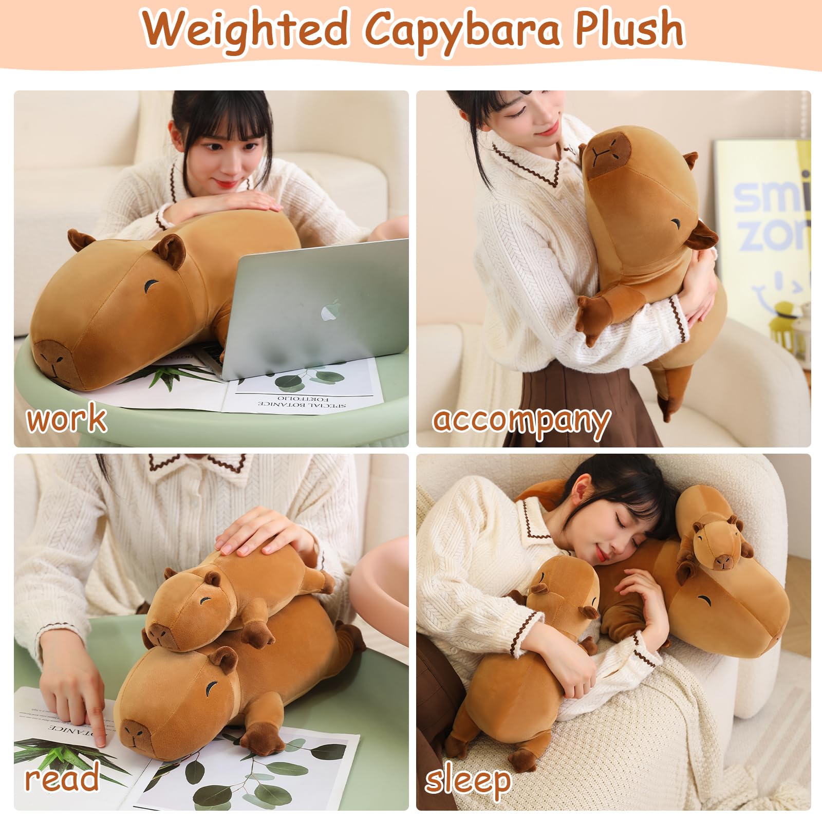 SQEQE weighted capybara plush 25 cm size for versatile use