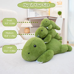 SQEQE weighted dinosaur plush close-up smile showcases friendly, comforting charm
