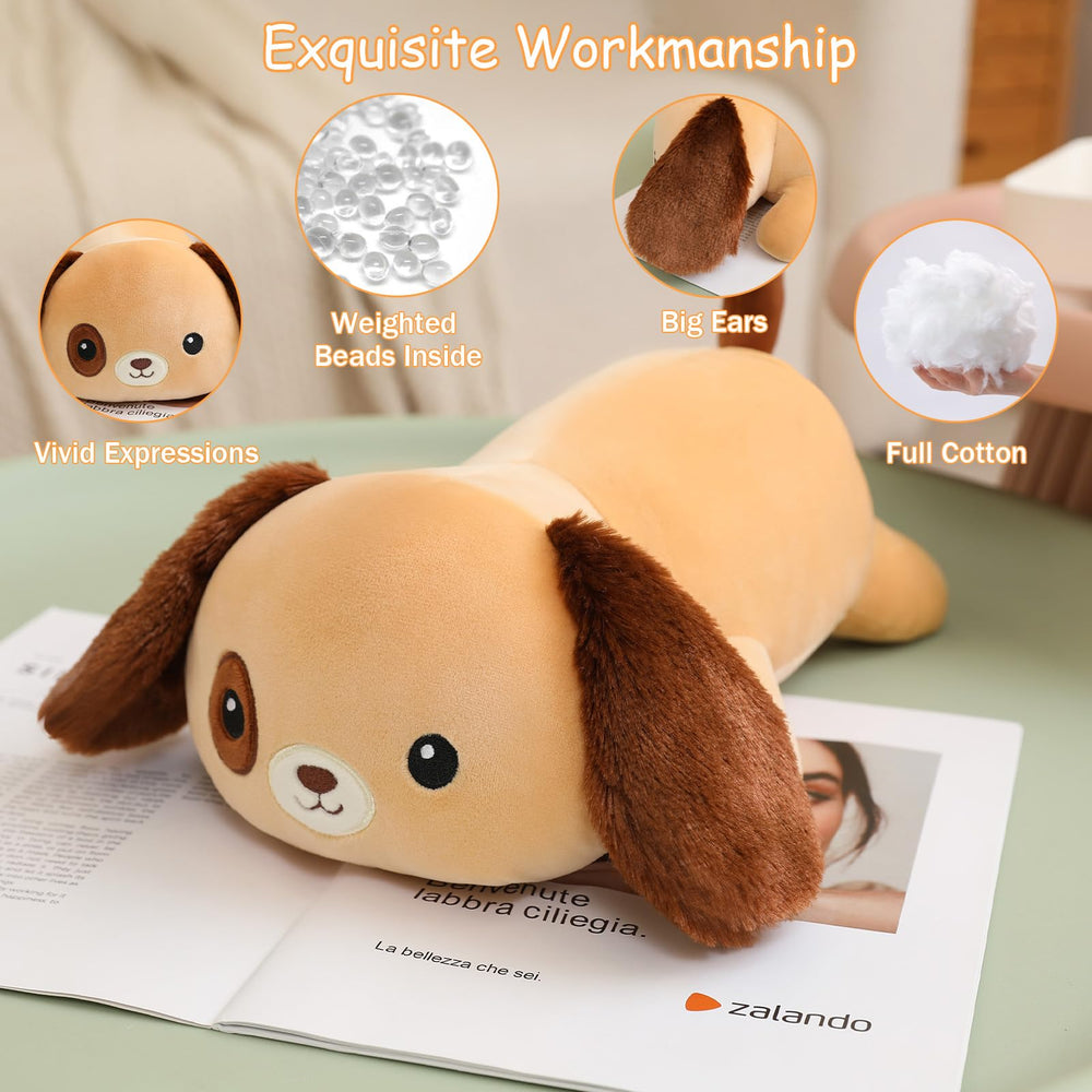 SQEQE weighted dog plush, 60 cm brown large companion for bedtime
