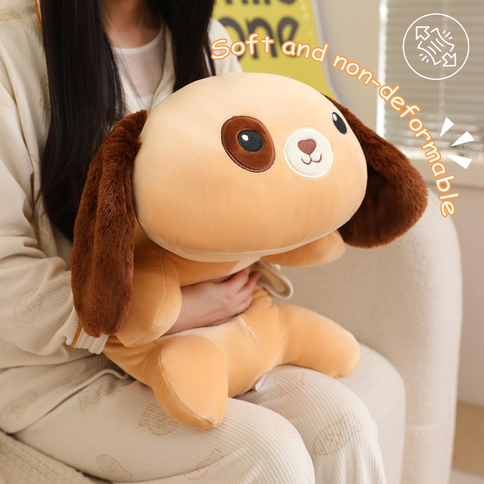 SQEQE weighted dog plush for bedtime reading brown soft companion