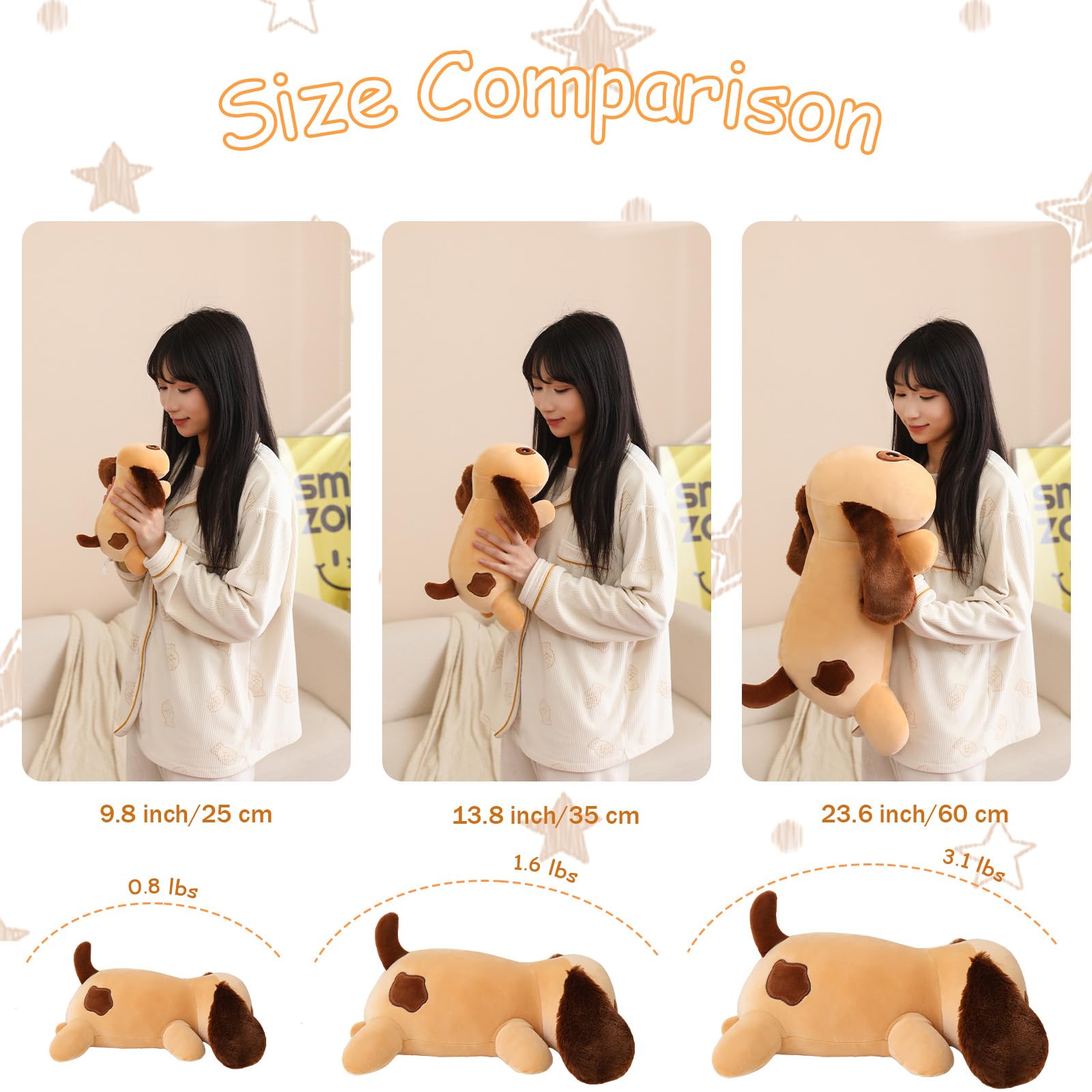 SQEQE weighted dog plush on sofa brown decor and comfort