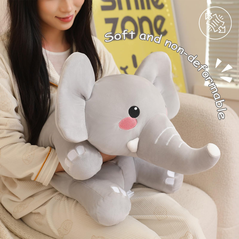 SQEQE weighted elephant plush car-friendly—easy to bring along.