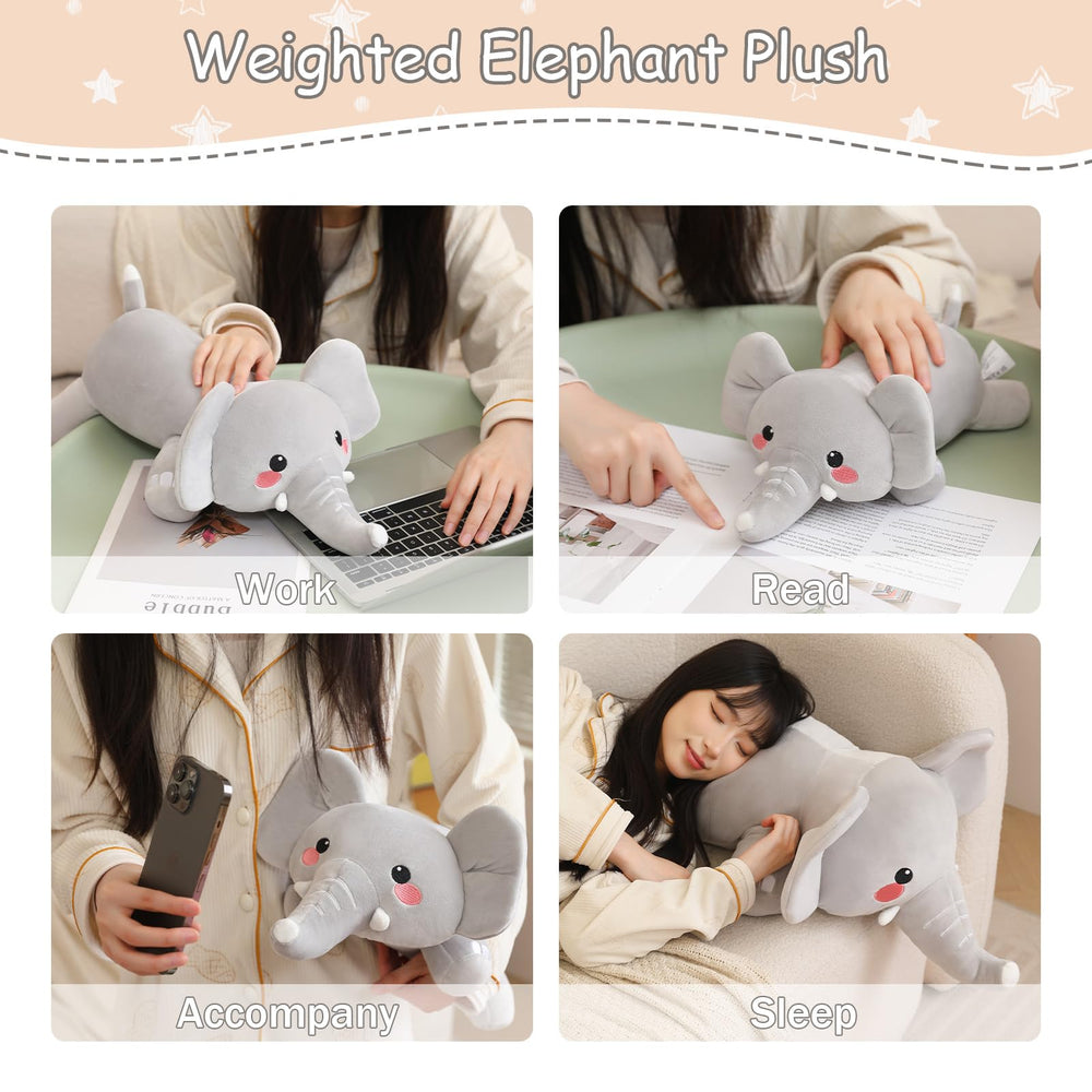 SQEQE weighted elephant plush sleep pillow mode—ideal for resting.