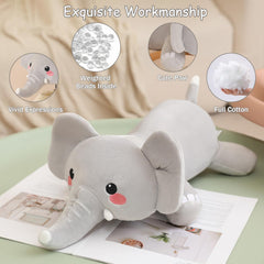SQEQE weighted elephant plush bottom view—weighted beads for stability.