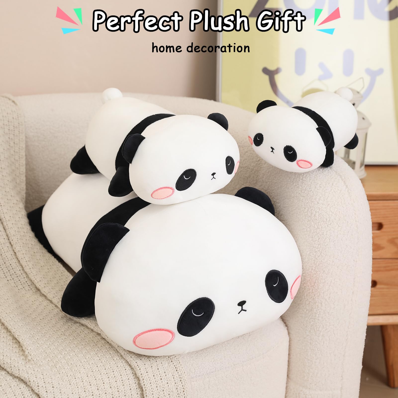 SQEQE weighted panda plush closeup-face—shows charming features and plush texture.