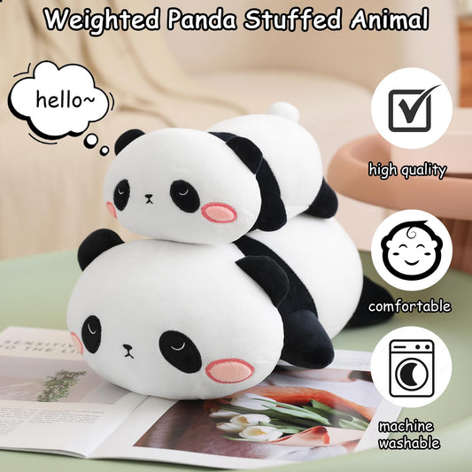 SQEQE weighted panda plush soft-material close-up—perfect for cozy snuggles.