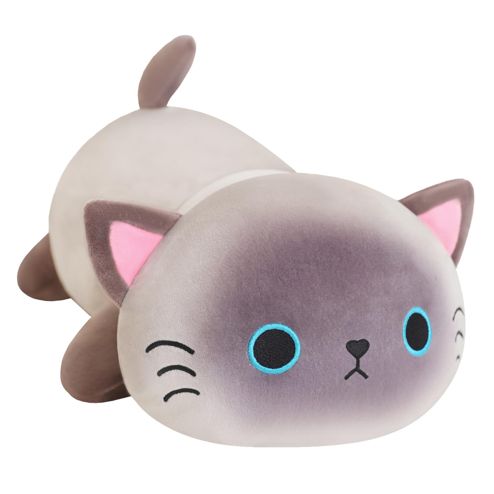 SQEQE weighted Siamese cat plush resting on sofa as cozy nap pillow