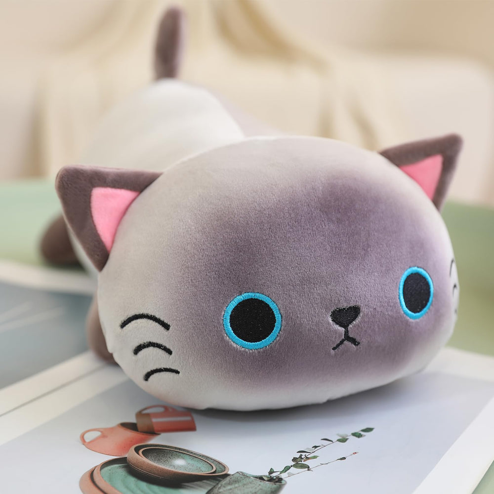 SQEQE 9.8-inch weighted Siamese cat plush for portable hugs