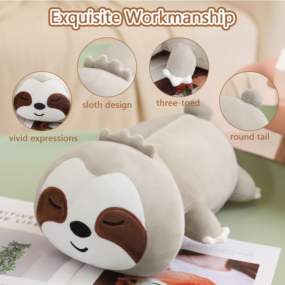 SQEQE weighted sloth plush 23.6-inch plush pillow for naps and decor
