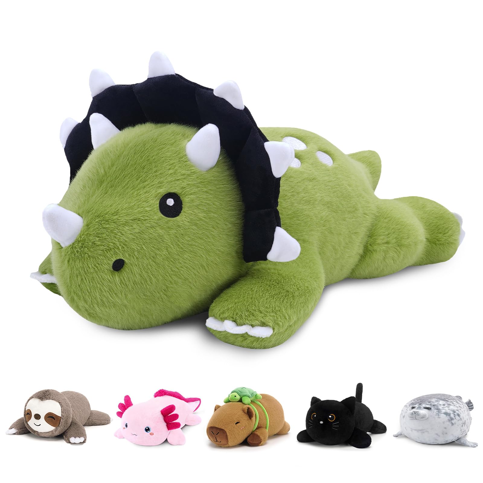 SQEQE weighted Triceratops plush close-up of face showing soft texture for cozy hugs