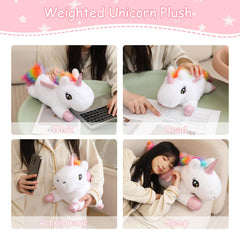 SQEQE weighted unicorn plush soft fabric for gentle touch.
