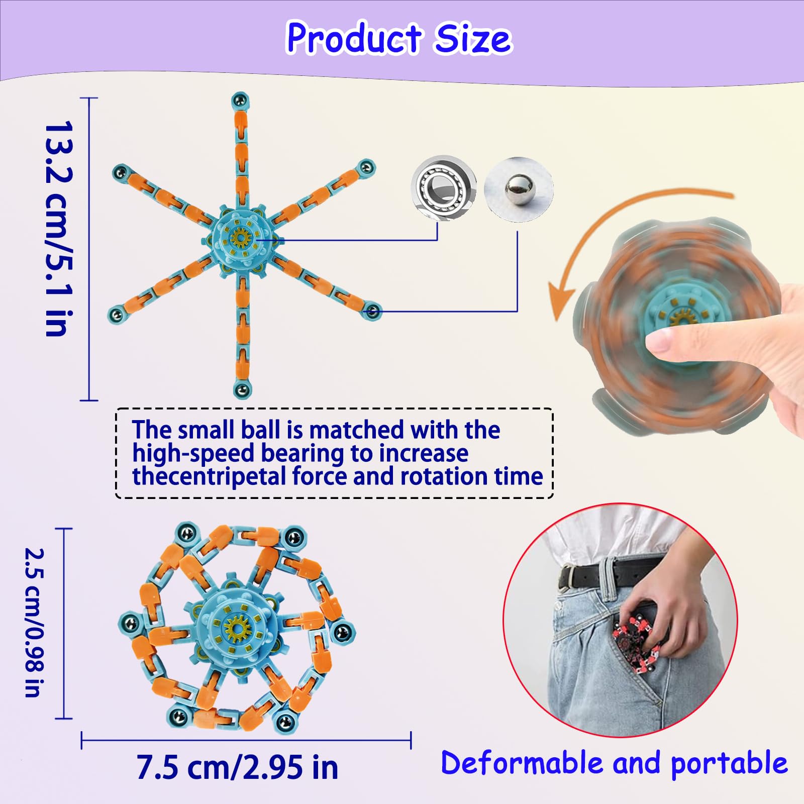 Sqlhrke transformable robot fingertip spinner in hand for focus