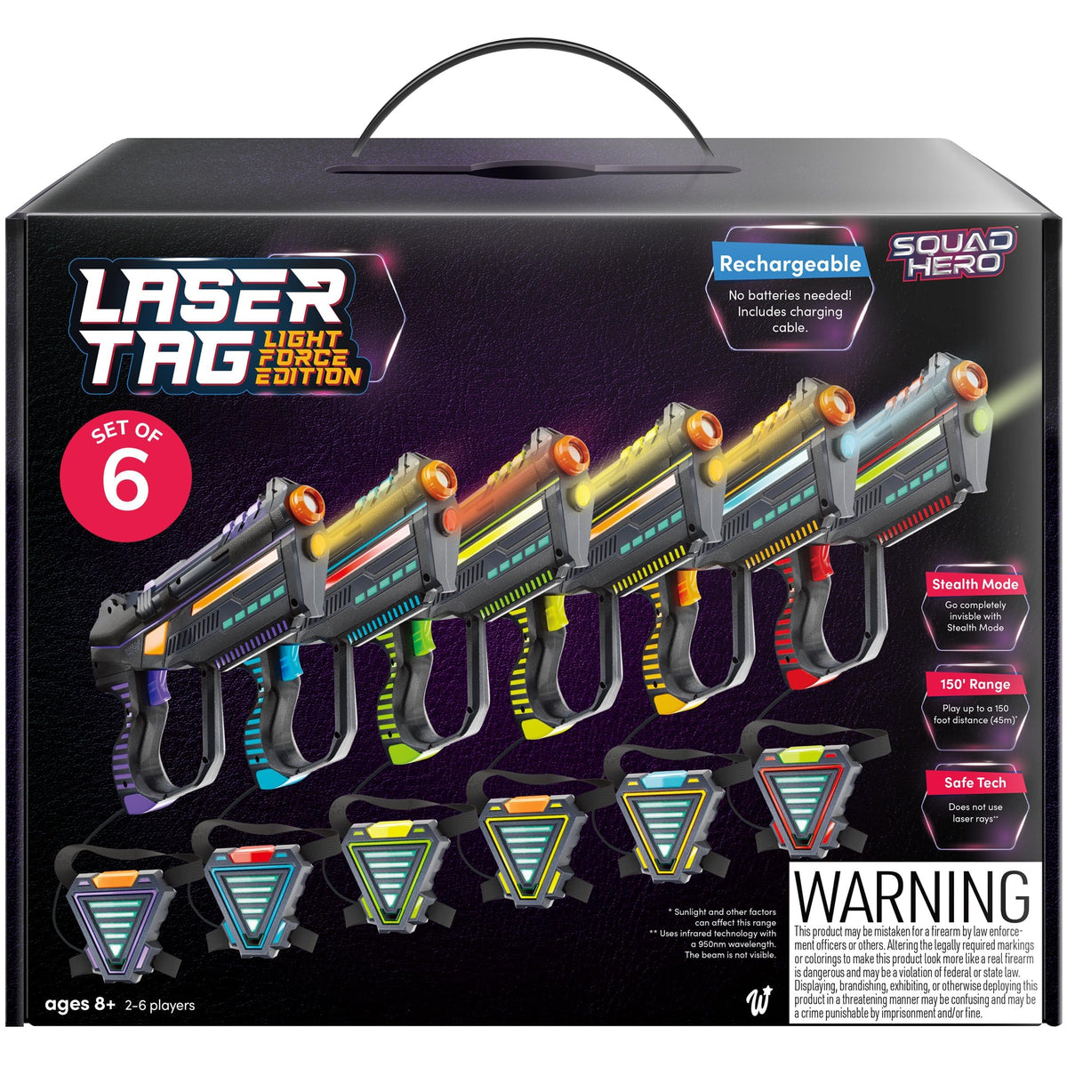 Squad Hero LightForce guns front view for action-packed laser tag battles.