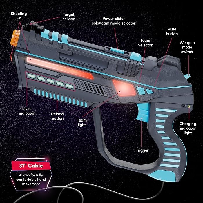 Squad Hero LightForce recharge cable for endless laser tag sessions.