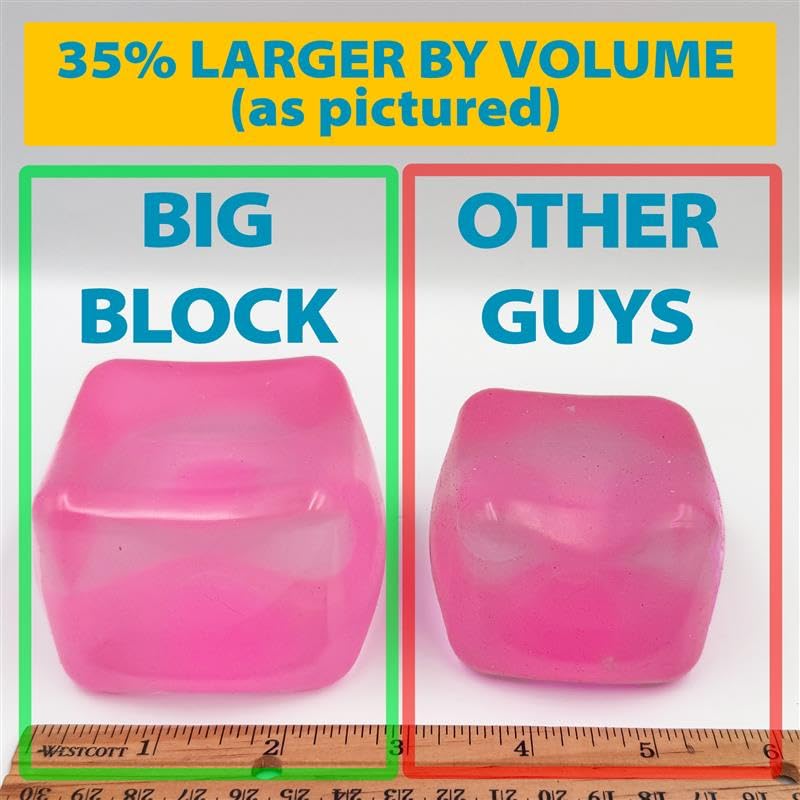 Squeez'M Big Block Cube closeup gel-core indicating slow-rise resistance