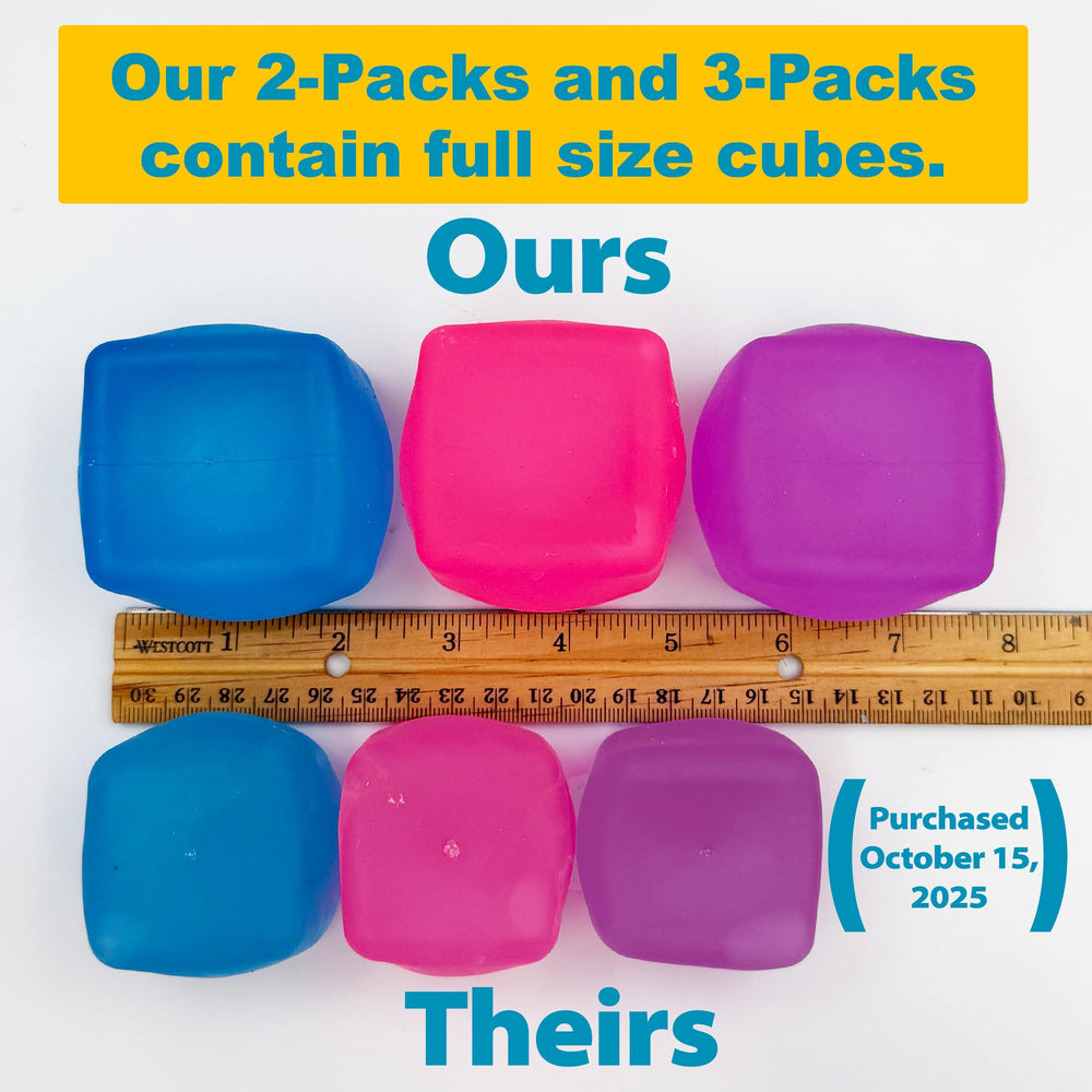 Squeez'M Chill Cubes close-up reveals velvety texture and firm resistance.