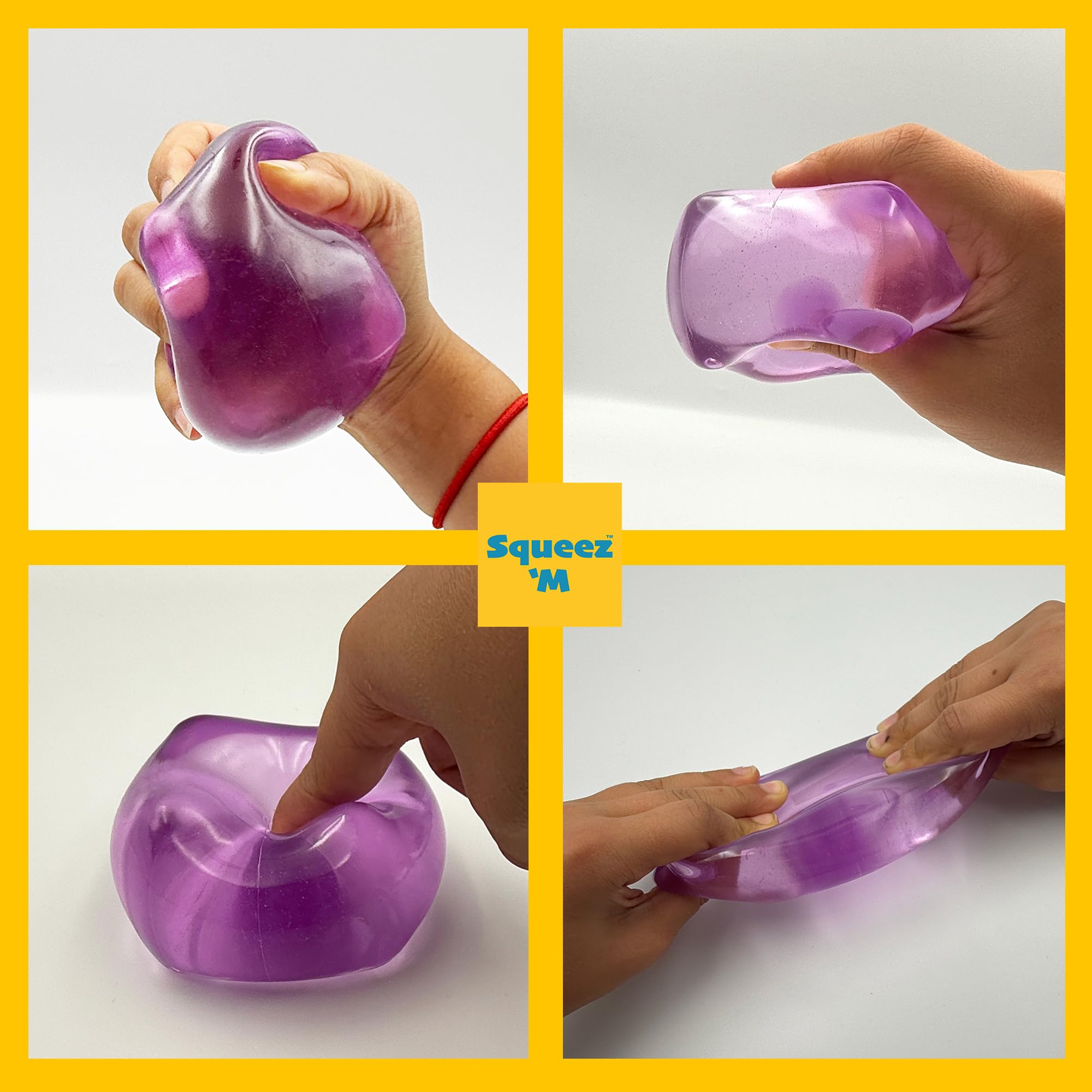 Squeez'M Premium Big Block Cube closeup squish highlights soft texture.