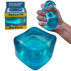 Squeez'M Premium Big Block Cube front view with vibrant colors for focused play and stress relief.