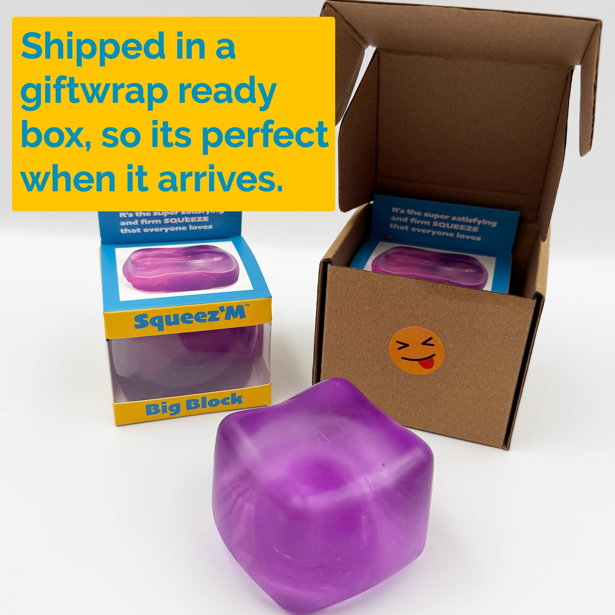 Squeez'M Premium Big Block Cube size comparison emphasizes 35% larger profile.