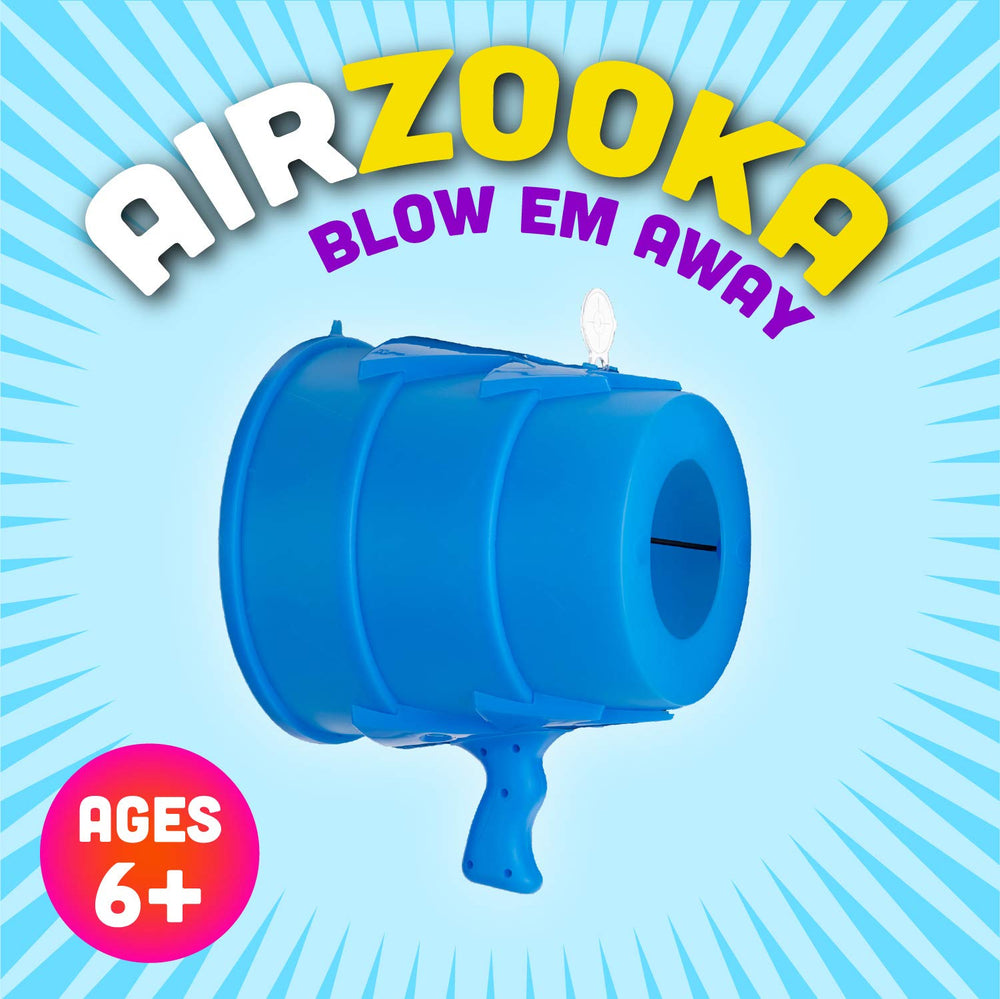 Squirrel Products AirZooka pull-release action shows off safe, battery-free shooting for stress-free amusement.