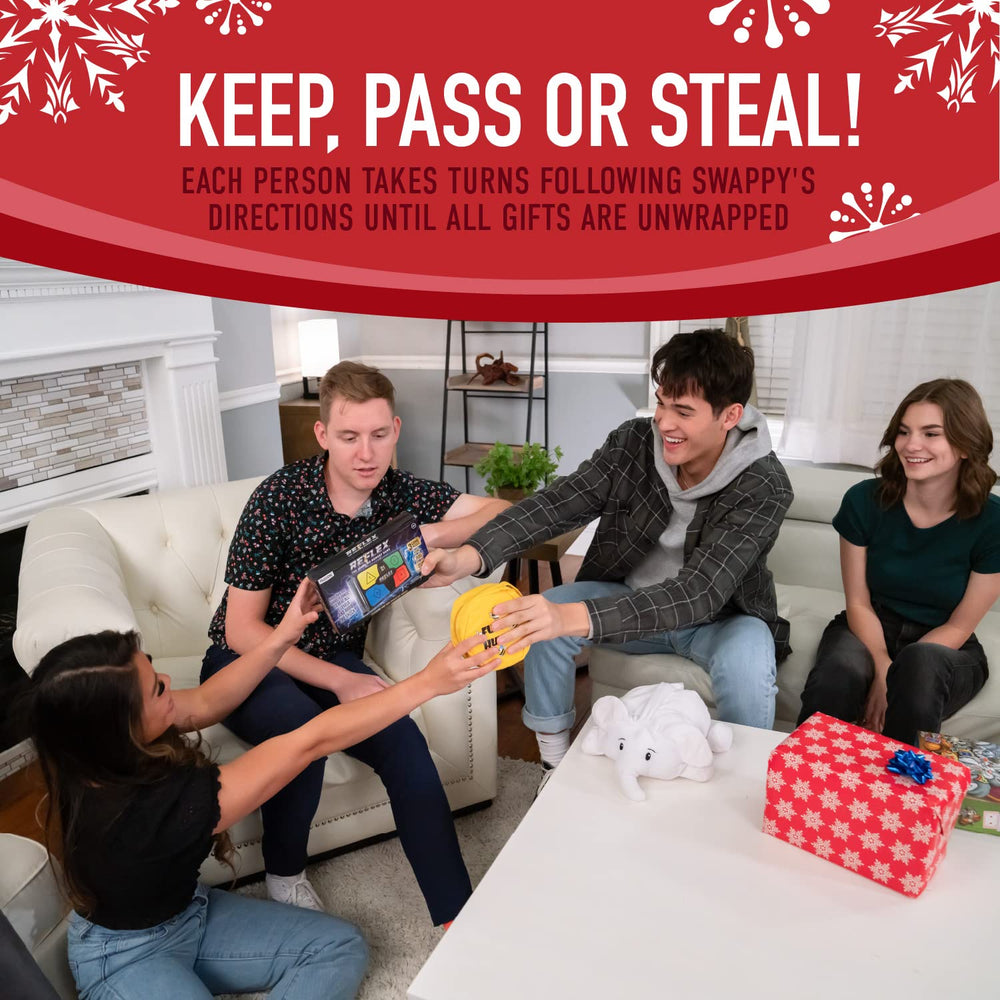 Squirrel Products Swappy gift exchange in action encourages inclusive holiday fun.