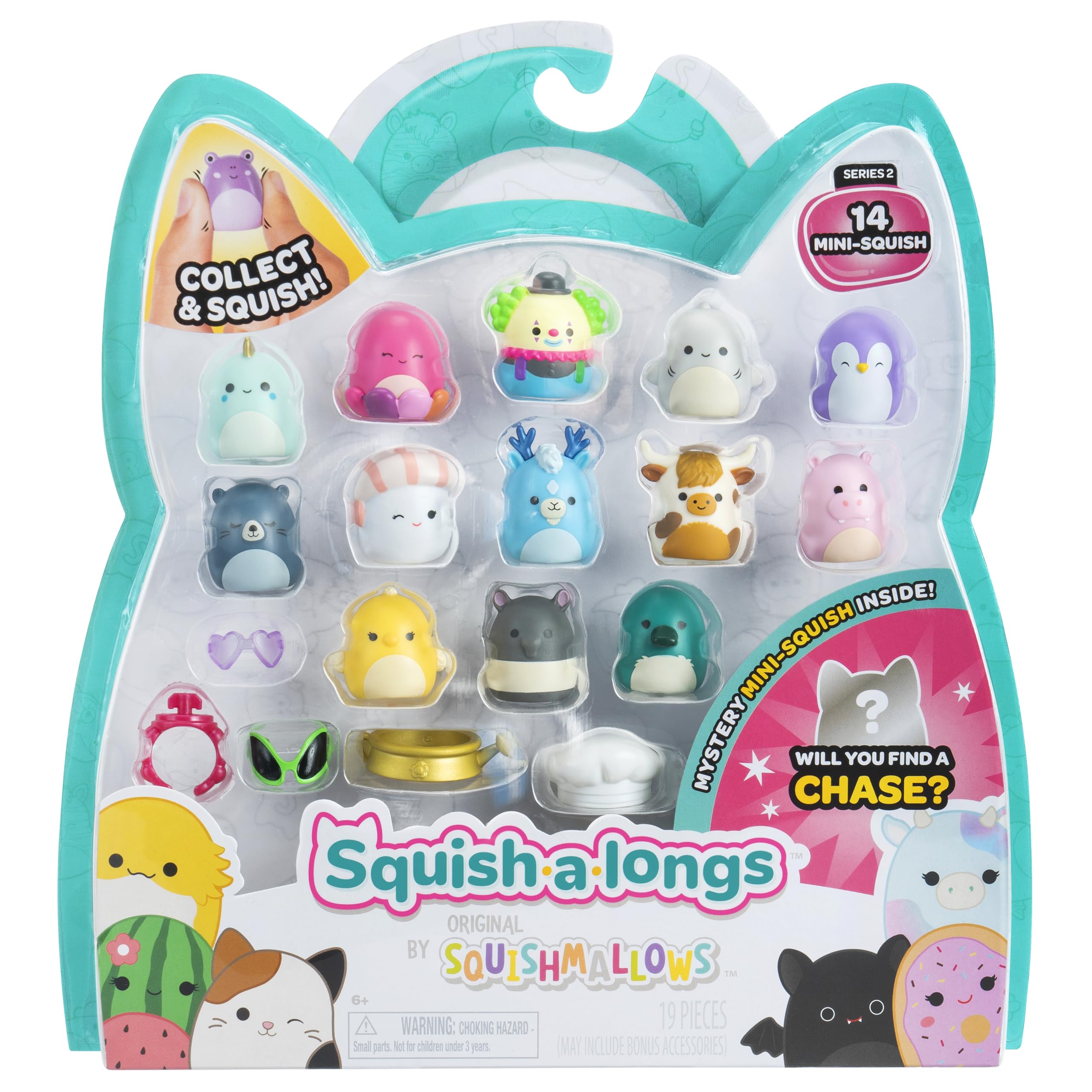 Squish-a-longs Series 2 Wave 1 mini-squish collection for display and trading.