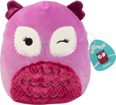 Squishmallows Aurora purple Christmas owl face plush for cozy hugs and holiday delight.