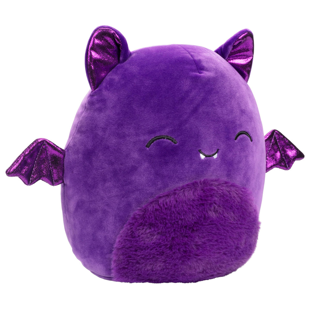 Squishmallows Blas purple bat close-up face showcasing ultra-soft plush
