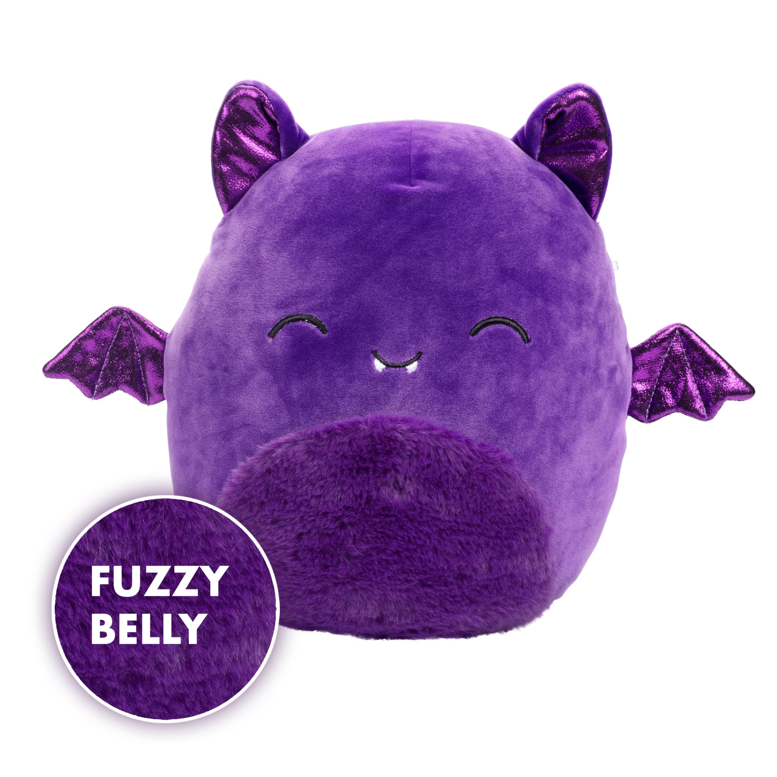 Squishmallows Blas purple bat soft plush texture close-up showing inviting squish