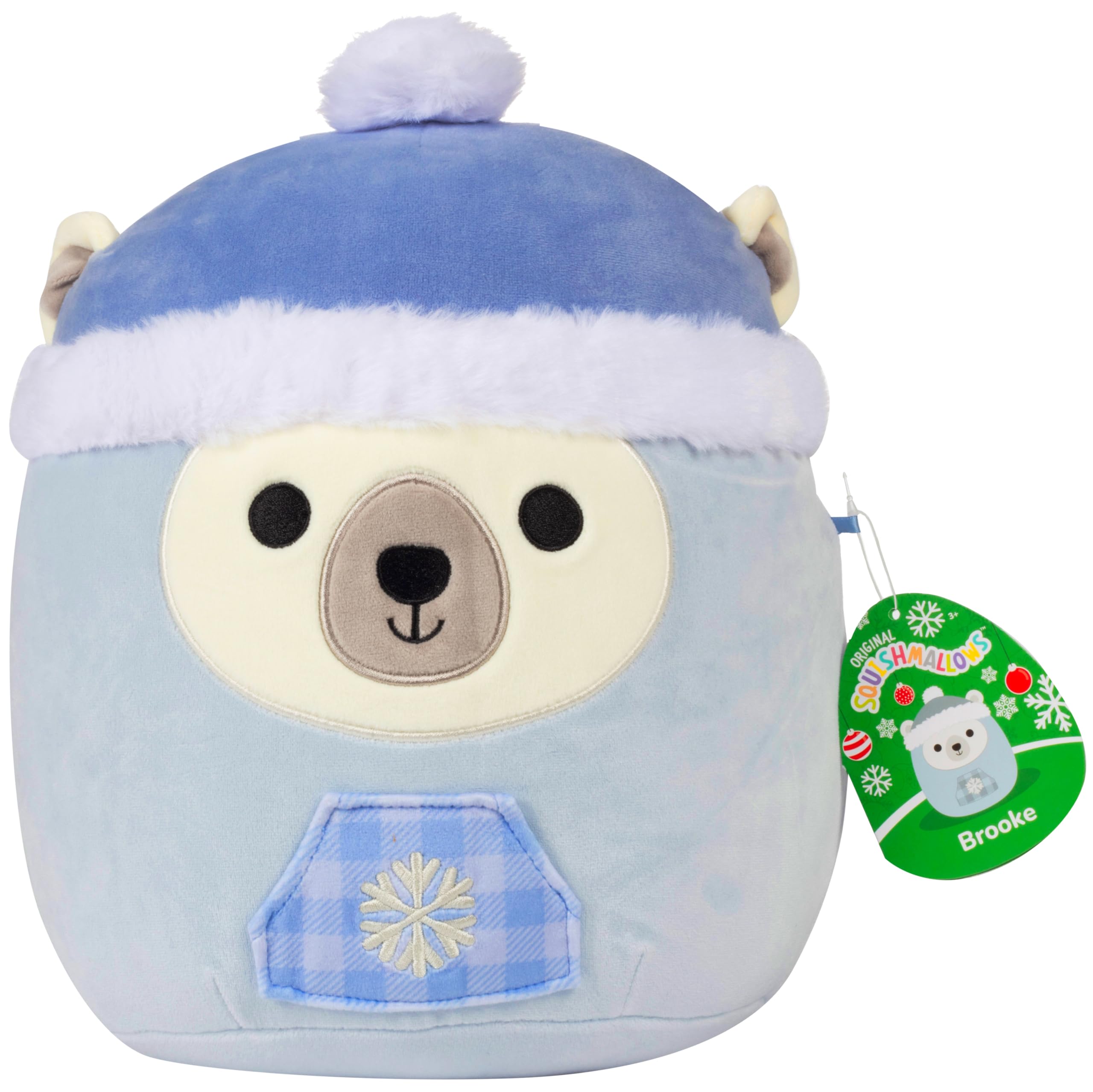 Squishmallows Brooke 10-inch Christmas polar bear front view, perfect cuddle buddy for kids.