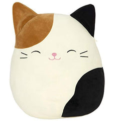 Squishmallows Cam Cat front view, a soft cuddle buddy for play or bedtime.