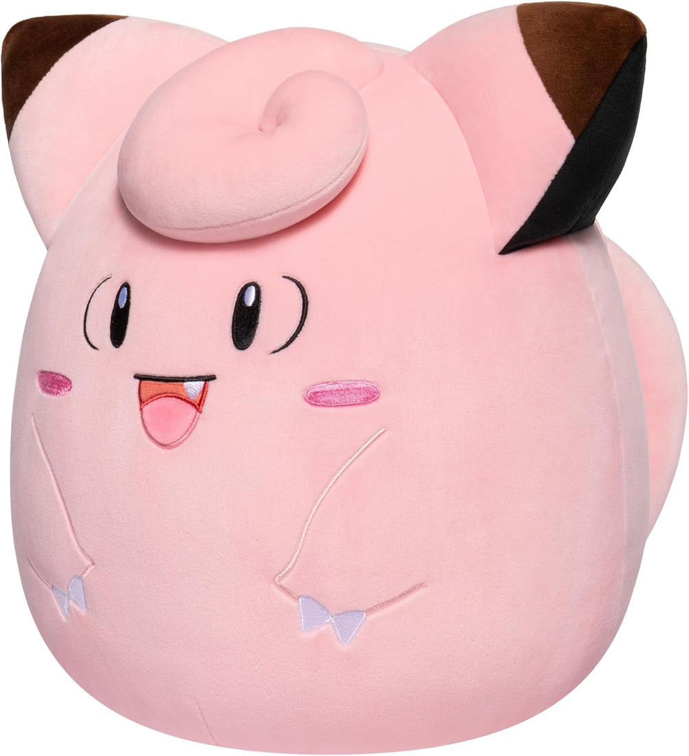 Squishmallows Clefairy plush car-ride, ideal companion for car journeys.