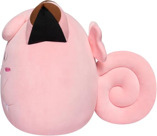 Squishmallows Clefairy plush close-up fabric, premium materials feel gentle against skin.