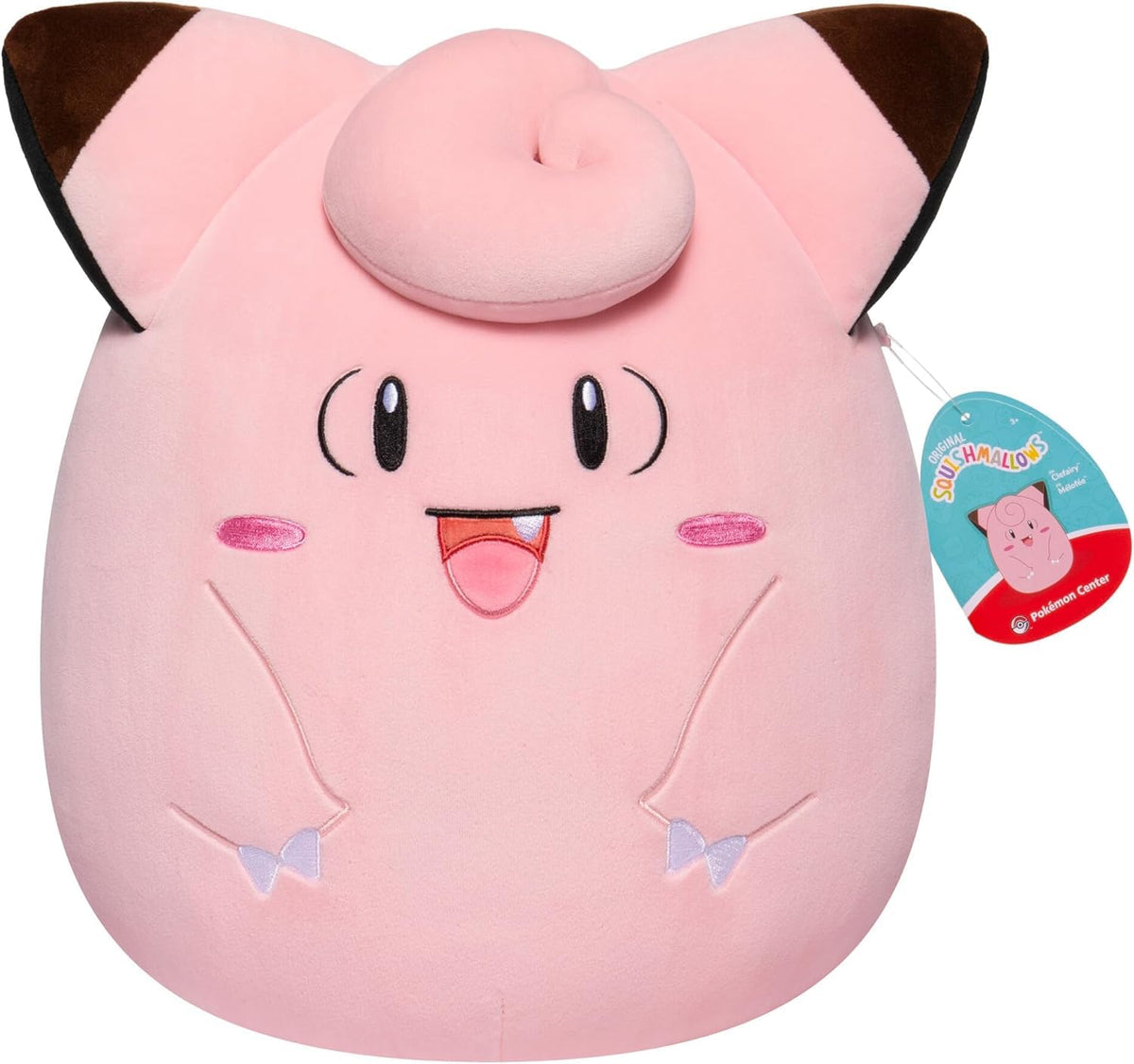 Squishmallows Clefairy plush front view, ultra-soft hug-ready design for cozy play.
