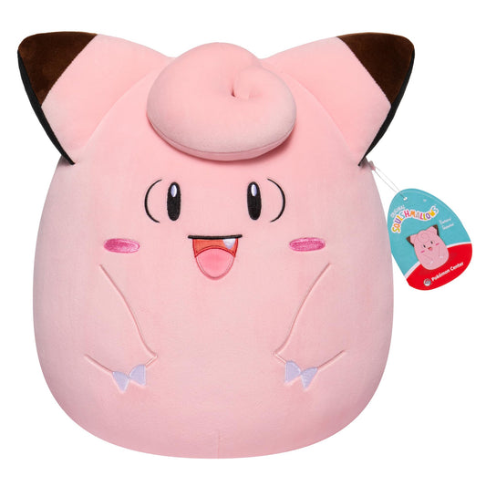 Squishmallows Clefairy plush front view, ultra-soft hug-ready design for cozy play.
