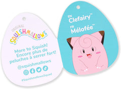 Squishmallows Clefairy plush official licensing, authentic Pokémon collaboration.