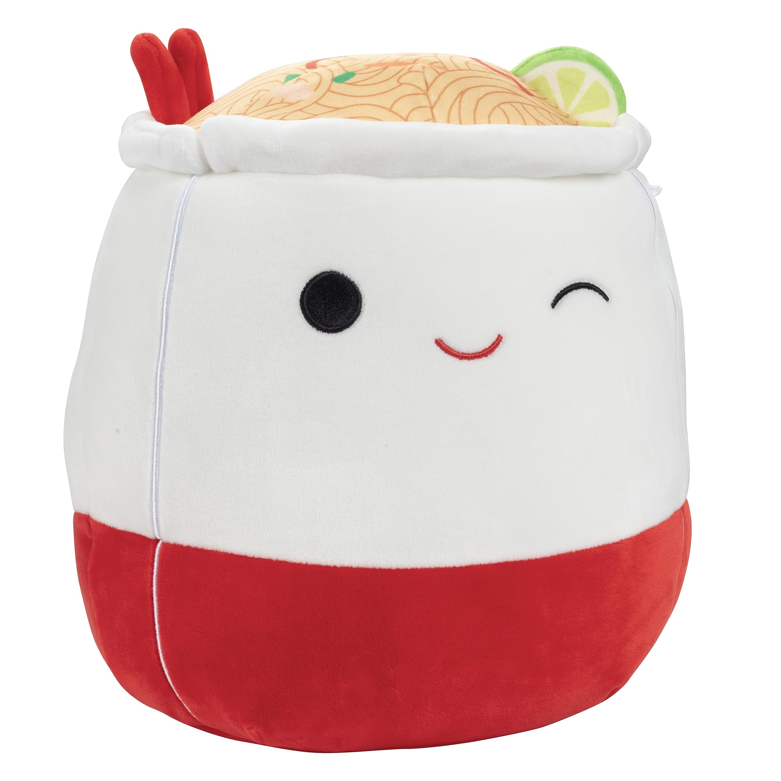 Close-up of Squishmallows Daley ramen noodles plush highlighting texture and charm.