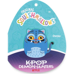 Squishmallows Derpy next to a hand showing compact 8-inch carry advantage