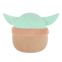 Squishmallows Grogu 8in plush back view; compact Star Wars collectible for shelves.