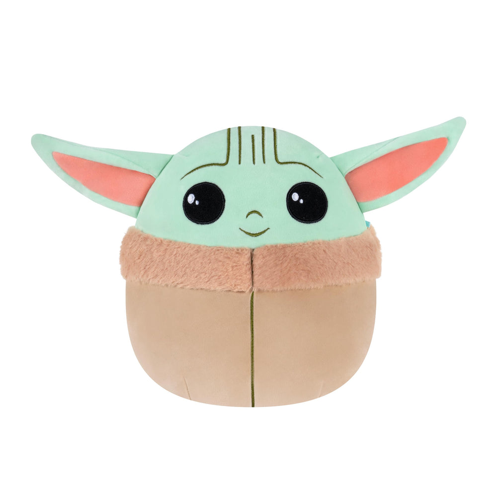 Squishmallows Grogu 8in plush front view; ultrasoft cuddle buddy for travel.