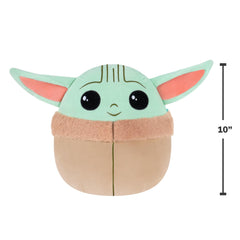 Grogu 8in plush texture closeup; highlights ultrasoft fabric and stitching quality.