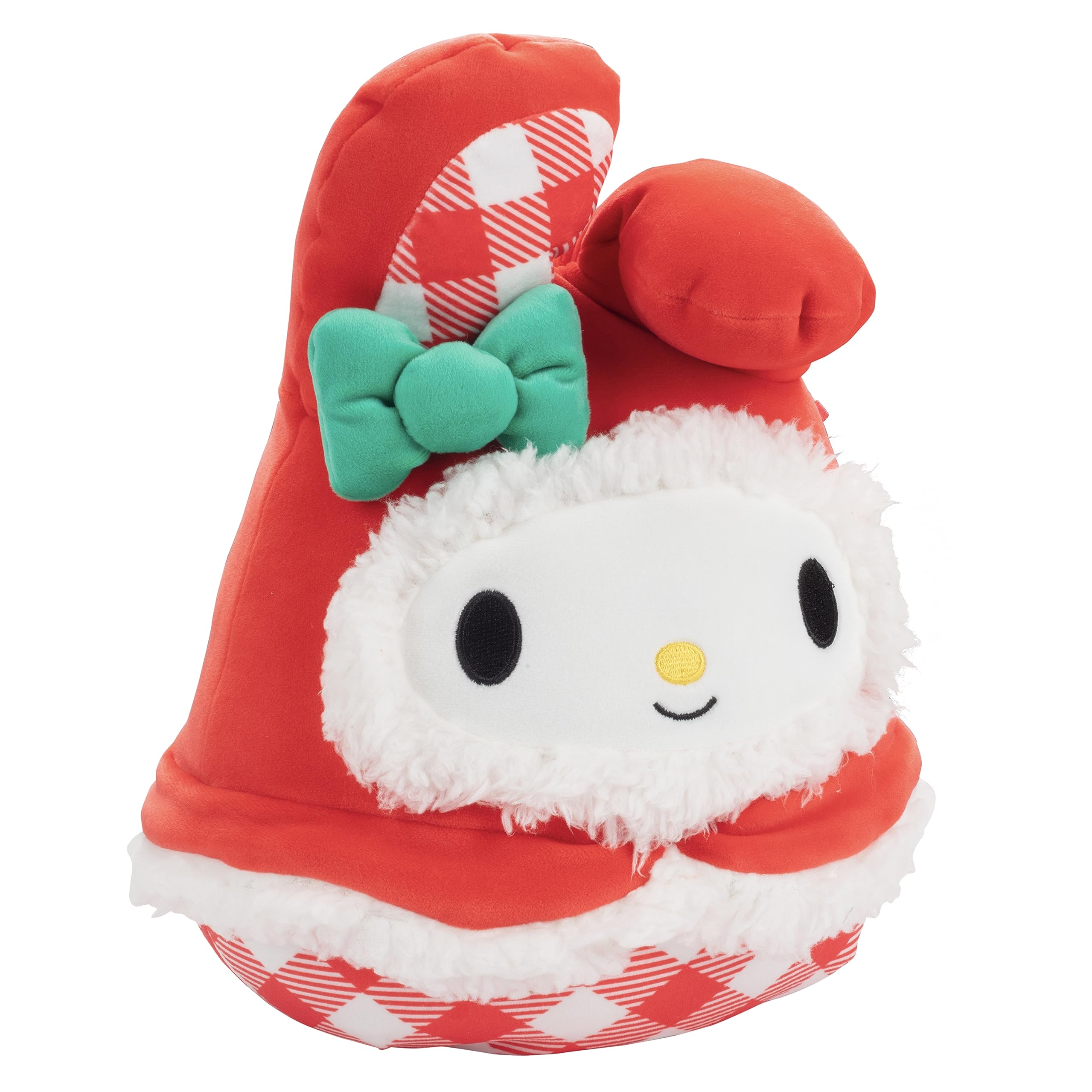 Squishmallows Hello Kitty My Melody 8-inch plush with Christmas details, perfect for seasonal display.